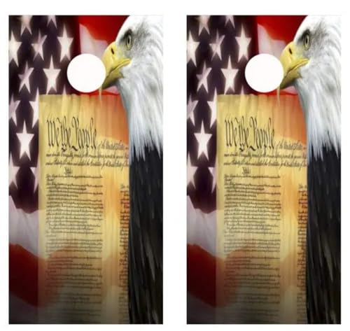 KT Cornhole Wraps We The People Eagle, Flag Laminated Cornhole Wood Board Skin Wrap (Wrap Only)
