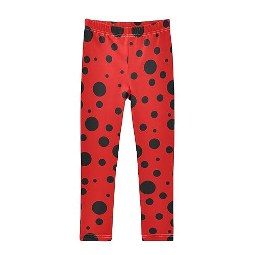 Ladybug Pattern Black Spots On Red Girls Leggings Dance Running Workout Yoga Pants