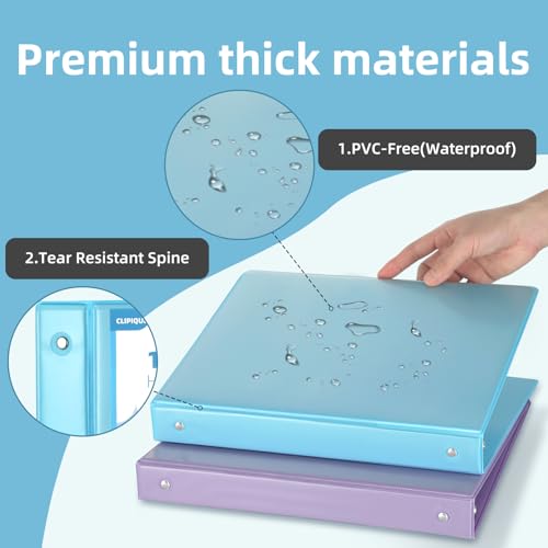 1 Inch Binders 3 Ring,6 Pack Three Ring Binder with 2 Pockets,PVC-Free,Customizable Clear View Cover for 8.5 x 11'' Letter Size Papers, Round Ring， Ideal for School, Office Supplie image 2