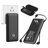 Brand Q 10000mAh Power Bank, Slim Portable Charger,4 Output External Battery Pack with Built-in AC W