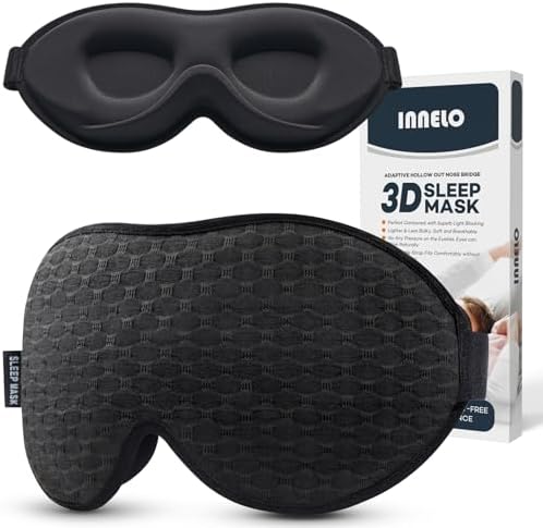 INNELO Schlafmaske für Herren Frauen, bequeme atmungsaktive 3D Schlafbrille | 2024 mit tiefen Augenhöhlen und erhöhtem Nasenpolster, Augenmaske mit 100 % Lichtblockierung, Memory F