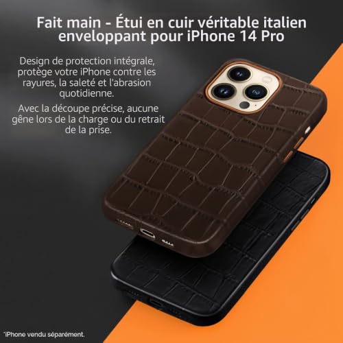 Coque cuir italien iPhone 14 Pro MagSafe au quotidien - 3