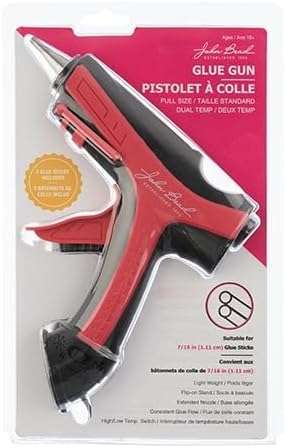 John Beads Professional Dual Temperature Hot Glue Gun High Low Switch, 6.7x6.5in Compact Design Includes 2 Glue Sticks Fast Heating, Precision Nozzle, Ideal for Crafts, Repairs & DIY Projects