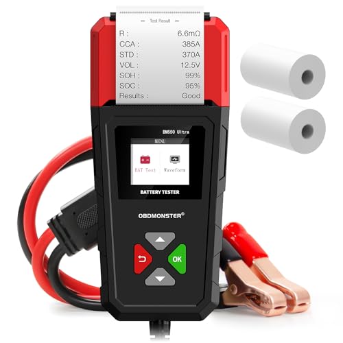 OBDMONSTER BM550U Testeur Batterie Voiture avec Imprimante Intégrée,Testeur De Batterie Voiture 6v 12v 24v,100-2000 CCA 2-200AH Testeur D’Alternateur...