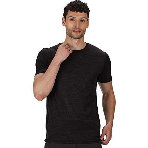 Regatta Mens Fingal Edition T-Shirt Sweat Wicking Quick Dry Top Tee Black