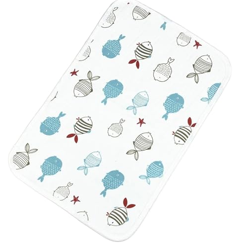 ZFIHAV Cubrecamas Lavables 3pcs 30 * 45 cm Nappy Changing Pad Cotton Diaper Changing Cartoon Waterproof Mattress Bed Stroller Change Mat Cover(Fish White)
