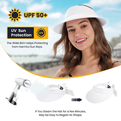 Simplicity White Visor Hat Women'S Upf 50+ Uv Protection Visor Hats For Women Wide Brim Beach Womens Sun Hat,White Visor thumb #2
