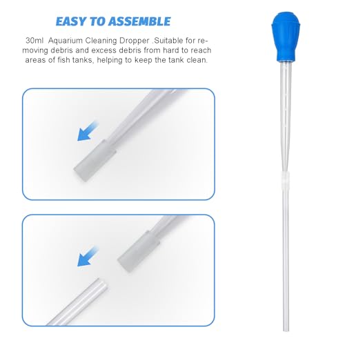 Image of Aquarium Cleaning Dropper, 30ml Aquarium Cleaning Waste Remover, Aquarium Gravel Cleaning Straw, Blue