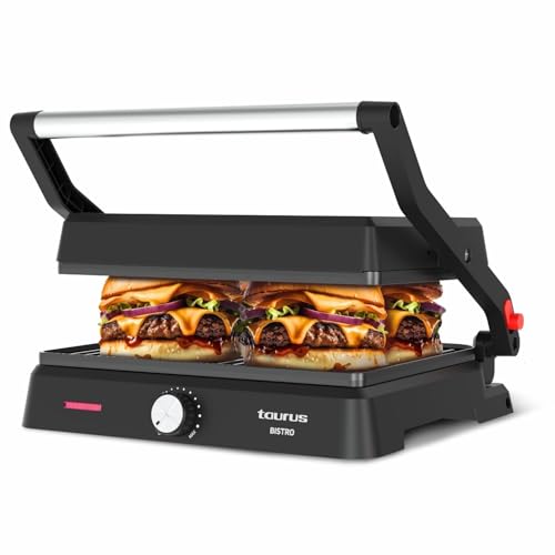 Taurus - Grill Bistro 2600W | 2 en 1: Grill y Plancha | Placas de 29x23 cm | Placa Basculante y...