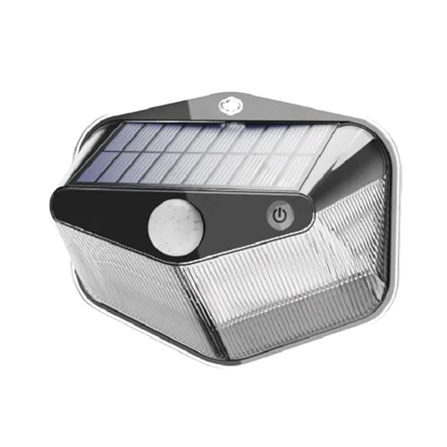Aplique - aplique de pared con sensor solar, rejilla de cristal multifaz, luz blanca de 6500K, ideal para exteriores, eficiente y moderno.