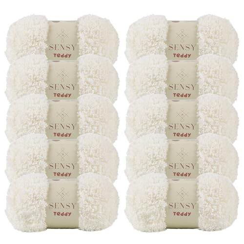 S Sensy Teddy - Micro Polyester Amigurumi Yarn, 10 Skein Creamy, 109 Yards