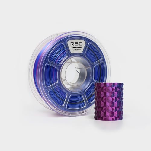 R3D Tri Color Silk PLA Filament, Co-Extrusion 3D Printer Filament 1.75mm, 30-370 mm/s High Speed PLA, Dimensional Accuracy +/- 0.02 mm, 1KG Plastic Spool (Silk Rosered-Blue-Black)