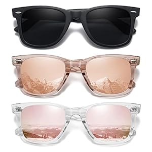 MEETSUN Retro Polarized Sunglasses for Women Men Classic Mirror Lens Driving Trendy Sun Glasses UV Protection (3 Pack)