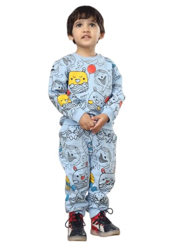 Image of POLKA TOTS 100% Cotton Co-Ord Joggers for Kids | Trendy Sweatshirt & Joggers Set | All Season Wear for Kids, Toddler & Newborn | Soft & Breathable Dress for Boys & Girls | from 6 Months to 8 Years