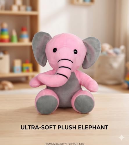 Image of 25 cm Pink Sitting Elephant Soft Toy, Plush Fabric Gifts for Kids