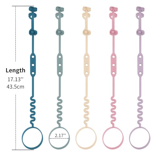 Image of Baby Bottle and Sippy Cup Straps - Adjustable Straps Attach with Strollers, High Chair, Shopping Cart - Food Grade Silicone - Dishwasher Safe (5Packs, Color 2)