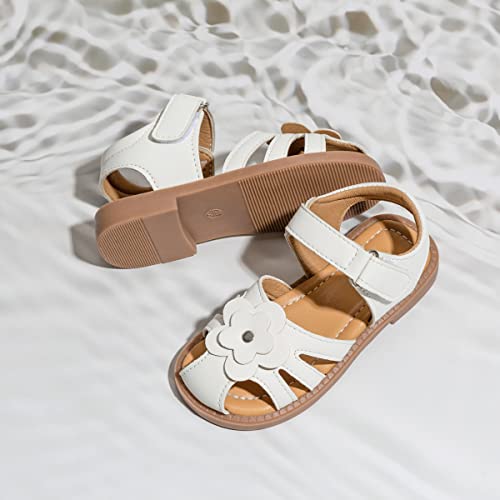Toddler Girls Flower Sandals Summer Open Toe Flats Princess Dress Shoes for Beach Party Wedding School4