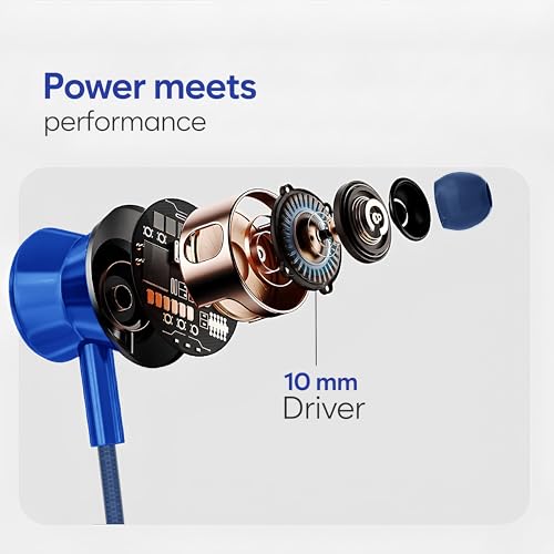 Image of Bluetooth Neckband Earphones, 28H+ Playtime, Bluetooth 5.4, 10mm Driver, IPX4 Splash Resistant (Blue)