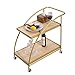 H-BEI Carrello da Bar Carrello da Mini Bar Carrello da Cucina con Struttura in Metallo su Ruote con 2 Ripiani in Legno e rotelle per Piccoli spazi Home Kitchen Club, 69 x 40 x 66 cm