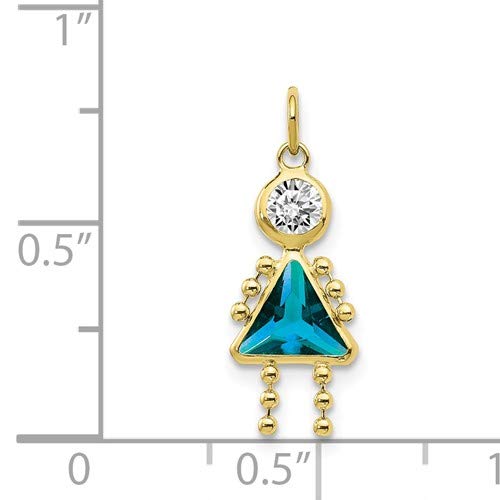 10K Yellow Gold December Girl Birthstone Charm Pendant #TOP3