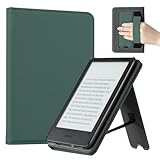 CoBak Case for 6" E-Reader - PU Leather Smart Cover with Auto Sleep/Wake & Hand Strap, not Compatible with Kobo Clara,Dark Green