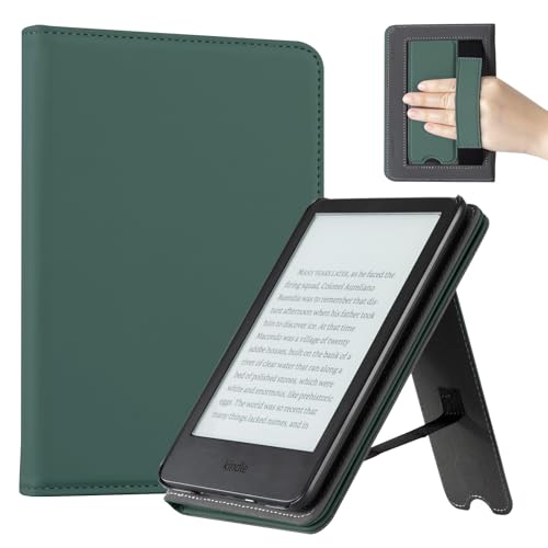 Image of CoBak Case for 6 inch E-Reader - PU Leather Smart Cover with Auto Sleep /Wake & Hand Strap, not Compatible with Kobo Clara,Dark Green
