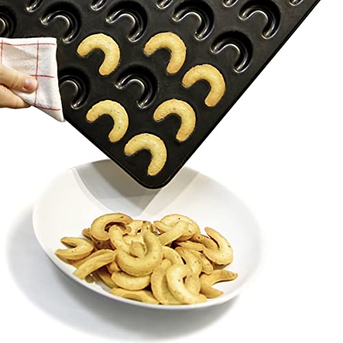 Foto von Zenker 30er-Vanillekipferl Backblech klein Sparkling Christmas, Ofenform mit Teflon Antihaftbeschichtung für kinderleichtes Backen, hochwertige Form für selbstgemachte Kipferl (Farbe: Schwarz)