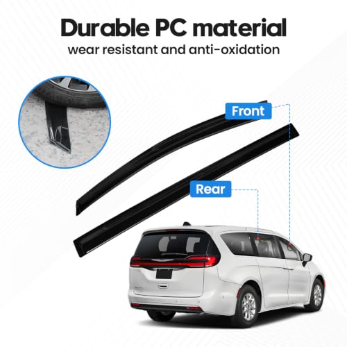 Image of Pacifica Rain Guards - Window Visors for Chrysler Pacifica 2017-2026, Out-Channel Side Window Rain Guards for Pacifica Accessories, 4PCS, Black, Car Accessories