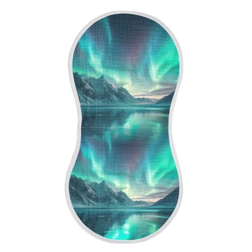 xigua Aurora Borealis Pattern Baby Burp Cloths for Boys and Girls, 1 Pack Absorbent Muslin Baby Burp Cloths, Soft Newborn Towel for Unisex 22''X11''