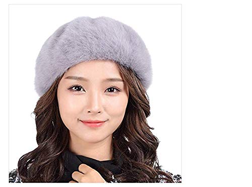 Bonnet de fourrure de lapin sauvage gris : béret chic d'hiver