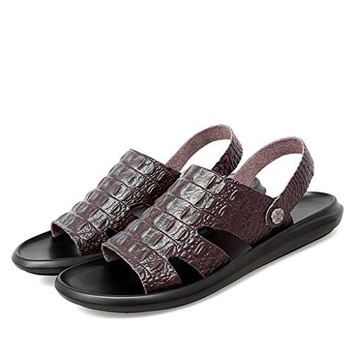 Leather Sandals Men Cowhide Slippers Anti-Skid Beach Shoes Sandals Sneakers(46 Code)