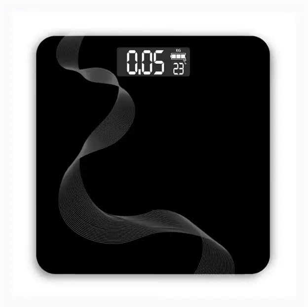Digital Bathroom Scale for Body Weight, High Precision Weighing Machine with LCD Display, Tempered Glass Platform, Elegant Wave Design, 180kg Capacity, Black-image-16