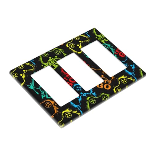 ybclf Video Game Controller 3-Gang Light Switch Cover Plate Decorative Triple Rocker Wall Plates Electric Switch Covers Faceplate for Bathroom Bedroom Kitchen, Standard Size by ybclf - Image 3