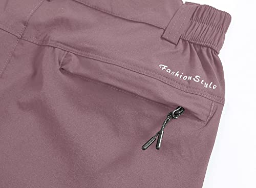 YSENTO Damen Outdoorhose Wanderhose Wasserdicht Schnelltrocknend Leicht Trekkinghose Funktionshose mit Reißverschlusstaschen(Lila,M)