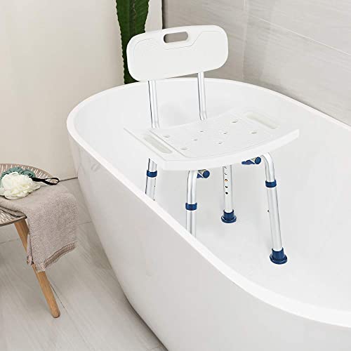 Greenchief Shower Chair With Back Removable - Small Shower Stool For Inside Shower, Narrow Bathtub Chair, Adjustable Shower Seat For Seniors, Elderly, Handicap, Disabled (300 Lbs) #TOP1
