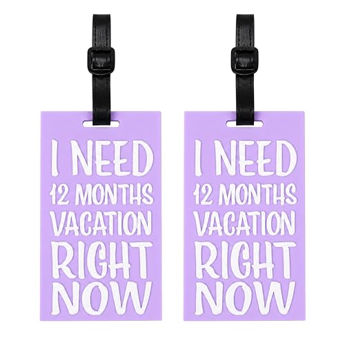 Storite Pack of 2 Luggage Tags with Black Silicon Strap (Lavender)