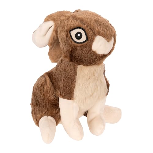 goDog Wildlife Rabbit Squeaky Plush Dog Toy with Chew Guard Technology, Durable Fabric & Squeaker for Active Play, Brown, Large