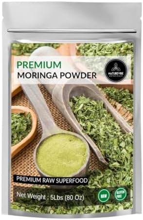 Naturevibe Botanicals Moringa Powder 5lbs | Made with Premium Quality Moringa Oleifera Leaf | Non GMO Gluten Free Vegan | Multi-Vitamin | Great in Drinks and Smoothies | 5 Pound Bulk Bag