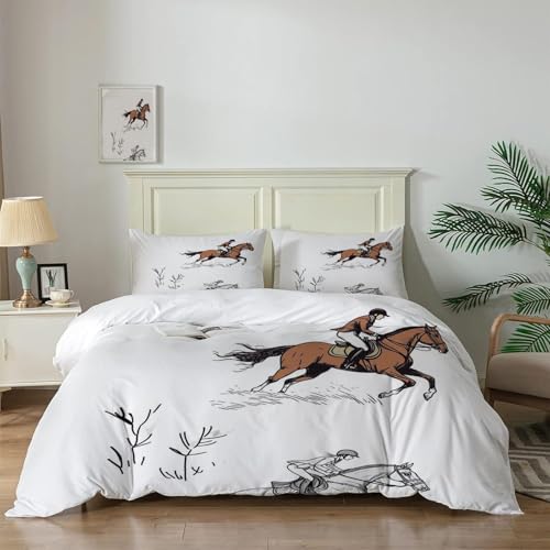 Housse de couette 240x260 cheval linge de lit réversible adulte microfibre - 6