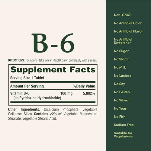 Nature's Bounty Vitamin B6 100mg Tablets - Supports Energy Metabolism & Nervous System Health, 100 Ct - image 5