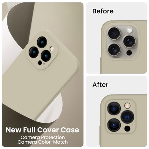 Image of FireNova Designed for iPhone 16 Pro Max Case, Silicone Upgraded [Camera Protection] Phone Case, Soft Anti-Scratch Microfiber Lining Inside, 2024, Khaki