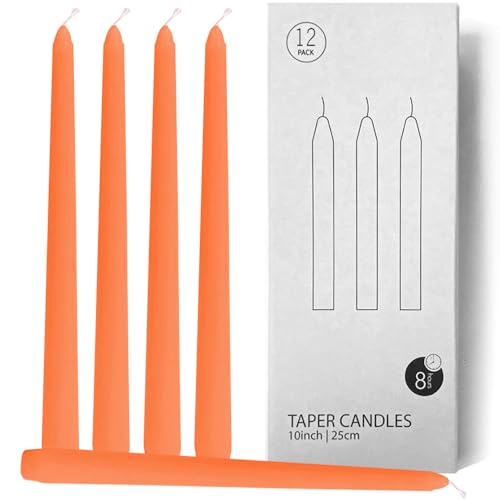 Bougies coniques orange haut de gamme longues bougies blanches à faible chaleur