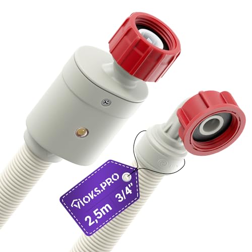 Vioks.pro Wasserstop - Tubo di alimentazione per lavatrice, 3/4 pollici, 2,5 m, 90 °C, dritto/angolato, per lavatrice/Aquastop