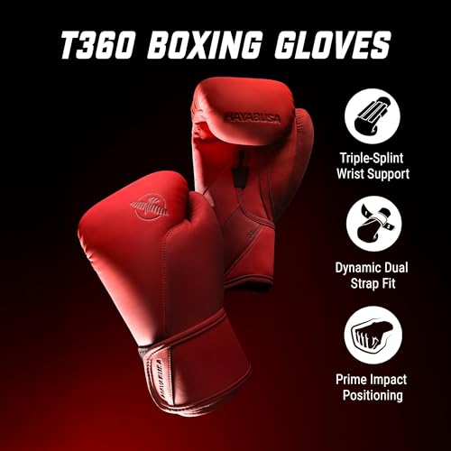Image of Hayabusa T360 Boxing Gloves - Revolutionary Hand Ergonomics | Empowering Wrist Support | Single or Dual Strap Closure | Training, Sparring, Heavy Bag - 10 oz 12 oz 14 oz 16 oz 18 oz