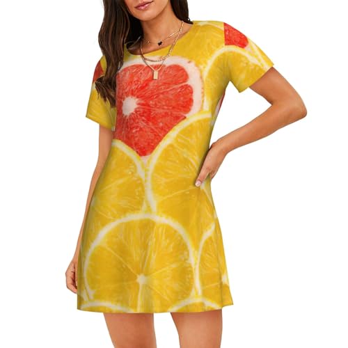 Chemise de nuit d'été femme manches courtes vêtement de nuit léger citron