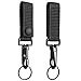 SOWHUP Heavy Duty Belt Keeper Clip Key Holder with Metal Snap and Nylon Molle Strap (Black - 2 Packs)