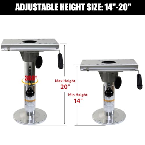Boat Seat Pedestal, Aluminum Boat Seats and Pedestals with Slide and Swivel, Adjustable Height from 14" to 20", for Locking Boat Seats Captain Chair by STenkl-D - Used condition - Image 3