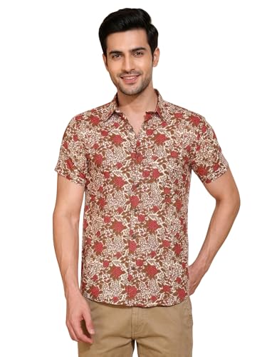 Image of Yash Gallery Men's Cotton Warli Print Shirt Collar Regular Shirt