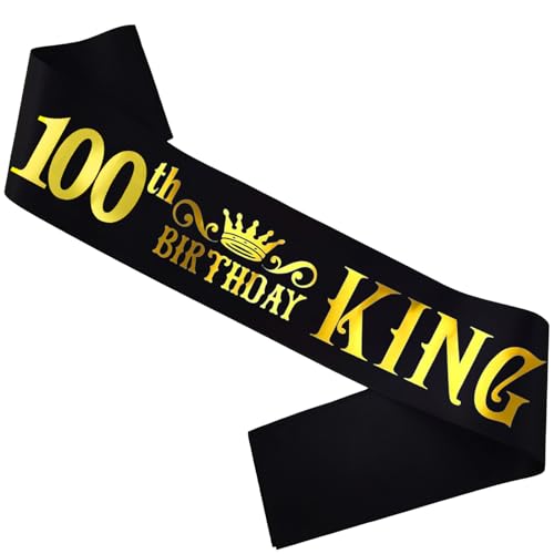 100th Birthday King Sash for Men 100th Birthday Party Decor Photo Prop idea
