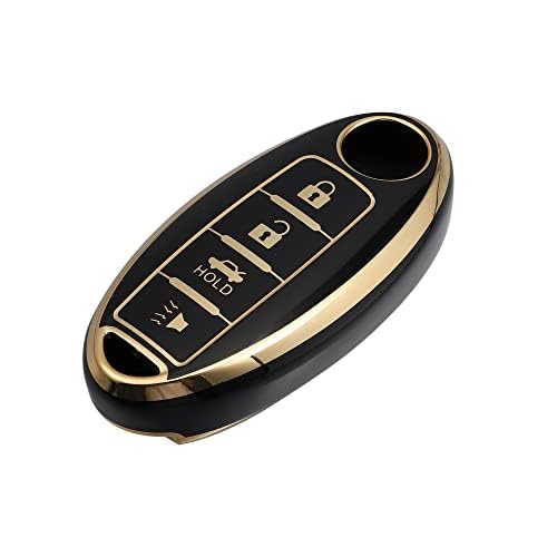 MACHSWON 4 Button Silicone Smart Key Fob Case Cover Key Fob Shell Protector Keyless Black for Infiniti QX80 2014